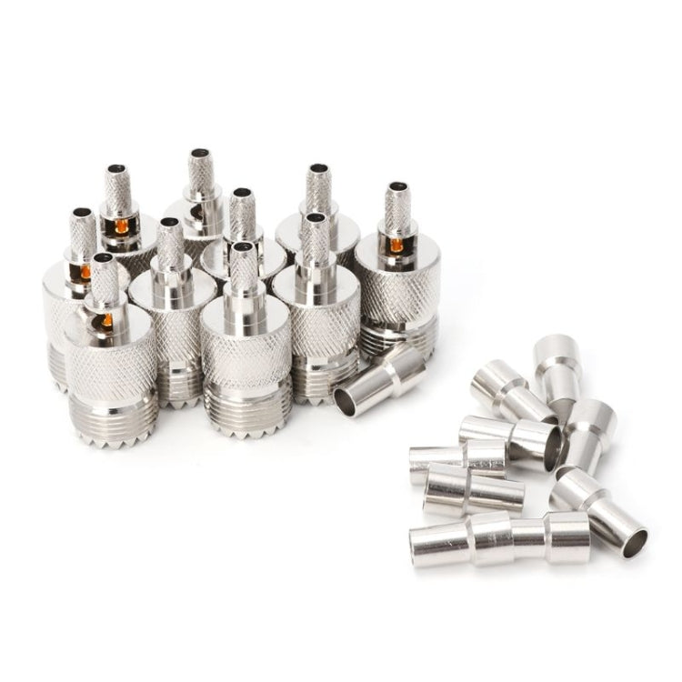 10 Sets UHF Female Jack Crimped RF Connector Coaxial Adapter for 5mm RG58 RG142 / 3D-FB Cable 10 Sets UHF Female Jack Crimped RF Connector Coaxial Adapter for 5mm RG58 RG142 / 3D-FB Cable